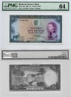 Rhodesia, 5 Pounds, 1964, UNC, QE II, PMG 64, serial number: F/1 444702, RARE