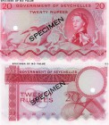Seychelles, 20 Rupees, 1968, UNC, QE II, p16s (no serial number, no signature), COLOR TRİAL SPECİMEN, RARE