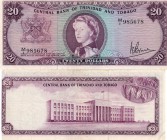 Trinidad And tobago, 20 Dollars, 1964, VF-XF, QE II, p29d, serial number: M/1 985678, sign: Victor E. Bruce
