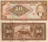 Turkey, 10 Lira, 1948, FİNE, 4/2 Emission, p147, Serial Number: C11 096395 
Natural