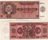 Turkey, 10 Lira, 1942, VF, p141, 3/1 Emission, Serial number: B4 212332
Lightly Pressed