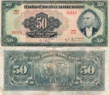 Turkey, 50 Lira, 1947, FİNE, p142A, 3/2. Emission, Serial number: C17 39713 
Lightly Pressed