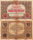 Turkey, Ottoman Empire, 25 Lira, 1917 (AH 1332), FINE, p102, 5. Issue, 5. Mehmet Reşad Period, Sign: Cavid /H. Cahid
Natural