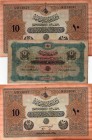 Turkey, Ottoman Empire, 1 Lira and 10 Lira (1 Lira, 1915 (AH 1331), FINE, p73, 1. Issue, 5. Mehmet Reşad Period, Sign: Talat /H. Cahid), (10 Lira, 191...