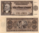 Turkey, 100 Lira, 1942, VF, p144b, 3/1. Emission, Serial number: A5 072830
Natural