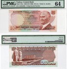 Turkey, 20 Lira, 1966, UNC, PMG 64, p181a, 6/1. Emission, serial number: A8 454929, Mustafa Kemal Atatürk portrait, 7 Digit Serial Number, VERY RARE