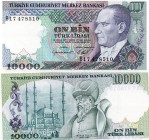 Turkey, 10.000 lira, 1984, UNC, not listed in the catalog, 7/2. Emission, serial number: B17 478510, Mustafa Kemal Atatürk portrait