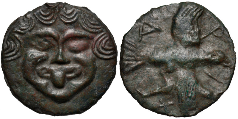 Scythia. Olbia. Circa 450-425 BC. AE Cast Unit (65mm, 103.15g, 2h). Gorgoneion w...