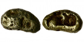 Ionia. Uncertain mint. Circa 650-600 BC. EL Hekte (12mm x 7mm, 2.35g). Milesian weight standard. Plain flat surface / Double incuse square. Rosen -; W...