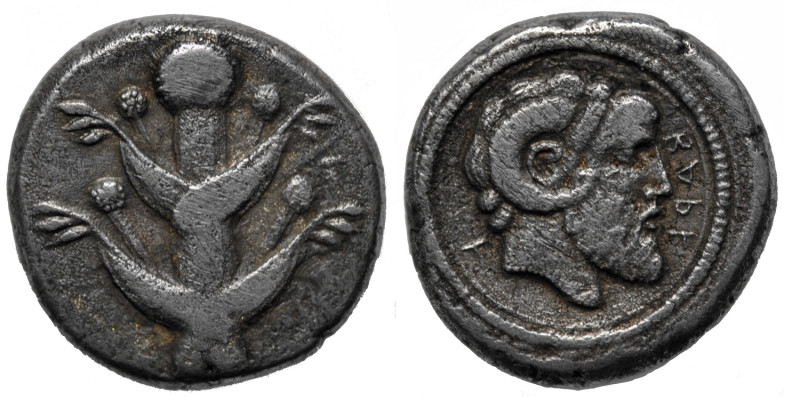 Cyrenaica. Barke. Circa 440-420 BC. AR Tetradrachm (24mm, 16,17g 7h). Silphium p...