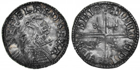 Denmark. Time of Svend Forkbeard – Cnut The Great 1000/5–1020. AR Penny (19mm, 1.42 g). Imitation of Æthelred II Helmet type. Lund mint. Struck after ...