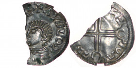Ireland. Hiberno-Norse(?) 1015-1035. Imitation of Aethelred II long cross type. AR Cut Penny (20mm, 0.79g). Uncertain mint; moneyer uncertain. [__]EXA...