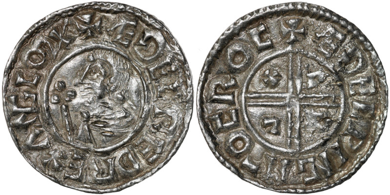 England. Aethelred II 978-1016. AR Penny (20mm, 1.69g, 6h). Crux type (BMC iiia,...