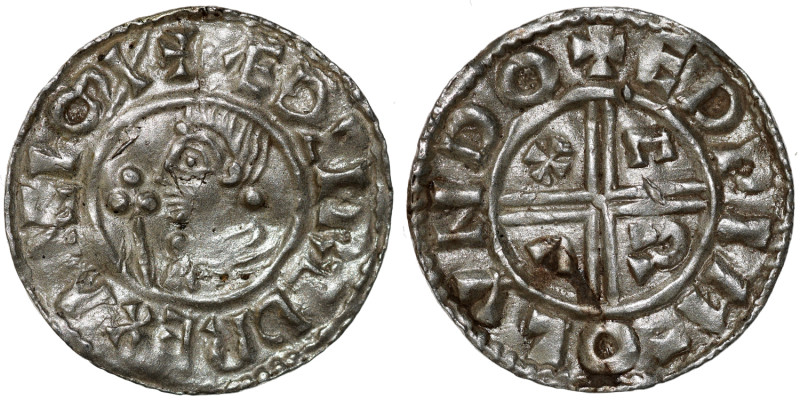 England. Aethelred II 978-1016. AR Penny (20mm, 1.62g, 3h). Crux type (BMC iiia,...