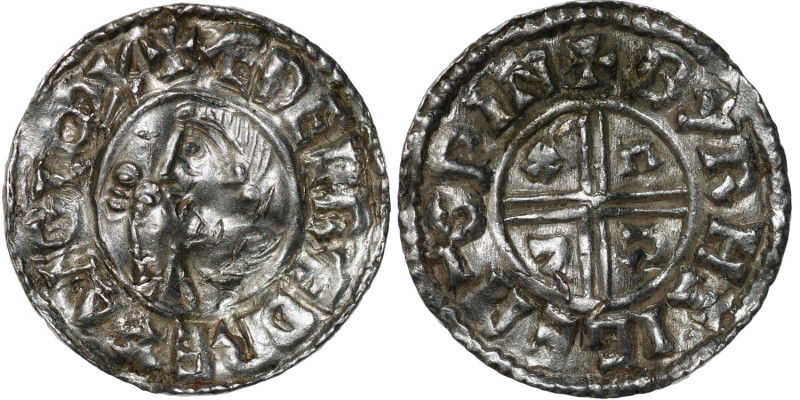 England. Aethelred II 978-1016. AR Penny (20.5mm, 1.66g, 12h). Crux type (BMC ii...