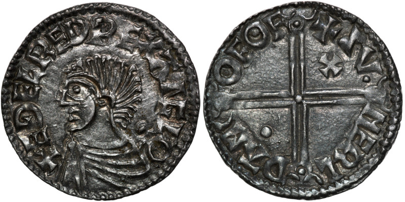 England. Aethelred II 978-1016. AR Penny (19mm, 1.37g, 4h). Long Cross type (BMC...
