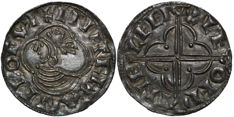 England. Cnut the Great 1016-1035. AR penny (18mm, 0.96g, 1h). Quatrefoil type (...