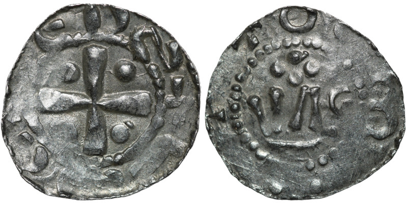 Germany. Verdun. Bishop Haimo and Otto III 990-1024. AR Denar (18.5mm, 1.26g). V...
