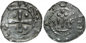 Germany. Verdun. Bishop Haimo and Otto III 990-1024. AR Denar (18.5mm, 1.26g). Verdun mint. +HEIM[O] EPS, cross with pellet in each angle / [O]TTO M[P...