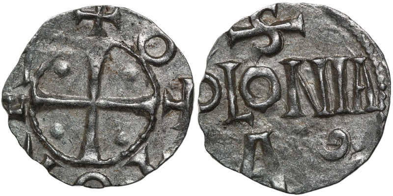 Germany. Cologne. Otto III 983-1002. AR Denar (16mm, 1.34g). Cologne mint. +OTTO...
