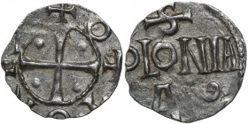 Germany. Cologne. Otto III 983-1002. AR Denar (16mm, 1.34g). Cologne mint. +OTTO REX, cross with pellets in each angle / S / [C]OLONIA / A G, Cologne ...