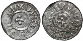 Germany. Duchy of Saxony. Bernhard I 973-1011. AR Denar (20mm, 0.87g). Bardowick (or Lüneburg or Jever?) mint. [__]SVXVVU, small cross pattee / AVNMWI...