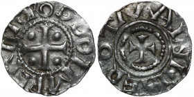 Germany. Saxony. Otto III 983-1002. AR Denar (16mm, 1.33g). Dortmund mint. ODDOIMPERATOR, cross with pellet in each quarter / THEROTMANNI, cross with ...