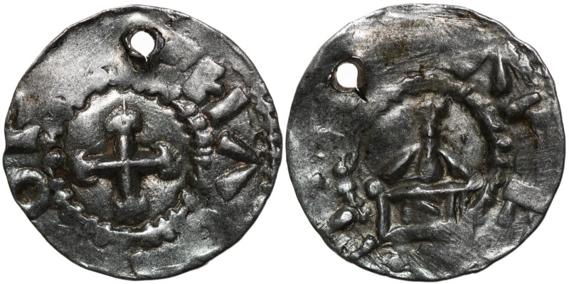 Germany. Swabia. Otto III 983-1002. AR Denar (16mm, 1.04g). Strasbourg mint. [+]...