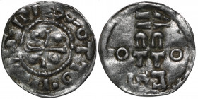 Germany. Swabia. Esslingen. Otto I - Otto III 936 - 1002. AR Denar (21.5mm, 1.66g). OTTO PIVS REX, cross with pellet in each angle / OTTO, cross writt...