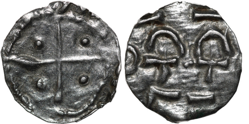 Germany. Swabia. Esslingen. Otto I - Otto III 936 - 1002. AR Obol (14mm, 0.67g)....