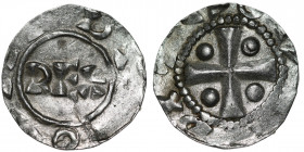 The Netherlands. Deventer. Heinrich II 1002-1014. AR Denar (17mm, 1.07g). Deventer mint. REX / Cross with pellets in each angle. Ilisch 1.5. Very Fine...