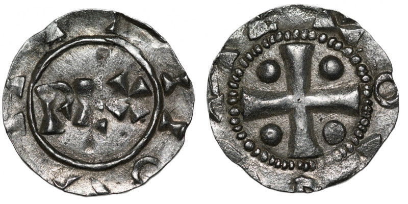 The Netherlands. Deventer. Heinrich II 1002-1014. AR Denar (17mm, 1.09g). Devent...