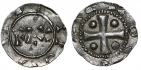 The Netherlands. Deventer. Heinrich II 1002-1014. AR Denar (17mm, 1.09g). Deventer mint. REX / Cross with pellets in each angle. Ilisch 1.5. Very Fine...