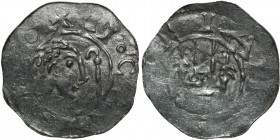 The Netherlands. Tiel. Heinrich IV 1056-1106. AR Denar (19mm, 0.67g). Tiel mint. +II&#120472;C[__]•, head right crosier in front / [+TI]EIA, building ...