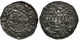 The Netherlands. Groningen. Bishop of Utrecht. Bernold 1040-1054 AR Denar (17mm, 0.75g). Groningen mint. SCS BONIFACIVS, bust facing, crosier over rig...