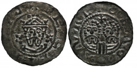 The Netherlands. Friesland. Ekbert II 1068-1077. AR Denar (18mm, 0.54g). Garrelsweer mint. +VECBER[T]VS, crowned bearded bust facing / +GEROIDVVRE, tw...