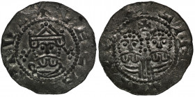 The Netherlands. Friesland. Ekbert II 1068-1077. AR Denar (18mm, 0.60g). Leeuwarden mint. +VECBERTVS, crowned bearded bust facing / +LINVVARN, two adj...