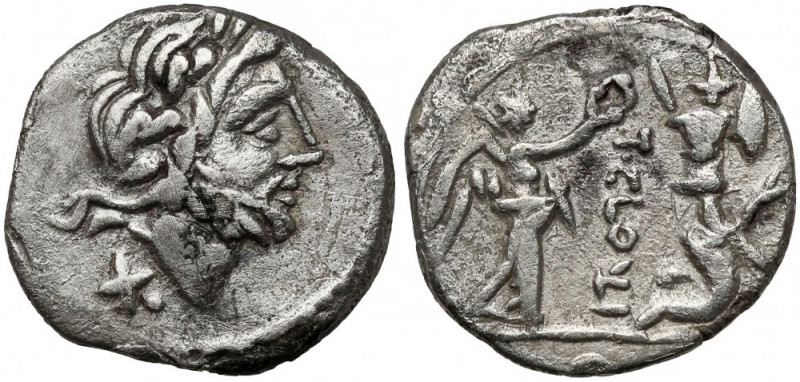 Roman Republic, T. Clouli Q (98 BC) AR Quinar Obverse:&nbsp;Laureate head of Jup...
