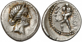 Roman Republic, Juliusz Caesar (47-46 BC) Denarius Obverse: Diademed head of Venus right. Reverse: CAESAR Aeneas advancing left, holding palladium and...