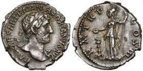Hadrian (117-138 AD) AR Denarius - Minerva Obverse: IMP CAES TRAIAN HADRIANVS AVG Laureate and draped bust to right. Reverse: P M TR P COS III Minerva...