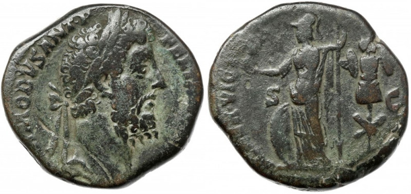 Commodus (177-192 AD) AE Sestertius Awers: Głowa cesarza w wieńcu laurowym, w pr...