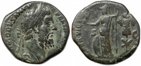 Commodus (177-192 AD) AE Sestertius Awers: Głowa cesarza w wieńcu laurowym, w prawo, w otoku legenda&nbsp; M COMMODVS ANT P - FELIX AVG BRIT Rewers: M...