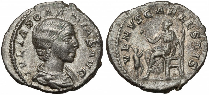 Iulia Soemias (218-222 AD) AR Denarius, Rome Awers: Popiersie w draperii w prawo...