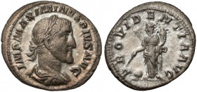 Maximinus I Thrax (235-238 AD) AR Denarius, Rome Awers: Popiersie cesarza w wieńcu laurowym, zbroi i paludamentum w prawo, w otoku legenda IMP MAXIMIN...
