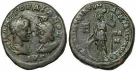 Gordian III (238-244 AD) Moesia Inferior, Marcianopolis, AE27 Awers: Popiersie cesarza w wieńcu laurowym, zbroi i paludamentum w prawo, na przeciwko p...
