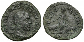 Traian Decius (249-251 AD) Moesia Superior, Viminacium, AE28 Moneta datowana 249/50 n.e. Awers: Popiersie cesarza w wieńcu laurowym, zbroi i paludamen...