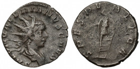 Saloninus (258-259 AD) Antoninian Awers: Popiersie cesarza w koronie promienistej, zbroi i paludamentum, w prawo, w otoku legenda SALON VALERIANVS CAE...