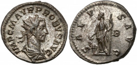 Probus (276-282 n.e.) Antoninian, Lugdunum Obverse: IMP C M AVR PROBVS AVG
 Radiate, draped and cuirassed bust right. Reverse: SALVS AVG / B Salus st...