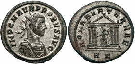 Probus (276-282) Antoninian, Rome Obverse: IMP C M AVR PROBVS AVG
 Radiate, cuirassed and draped bust right.
 Reverse: ROMAE AETERNAE / RZ Roma seat...