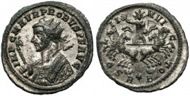 Probus (276-282) Antoninian, Rome - SOLI INVICTO Obverse: IMP C M AVR PROBVS P F AVG
 Radiate bust left in consular robe, holding eagle-tipped scepte...